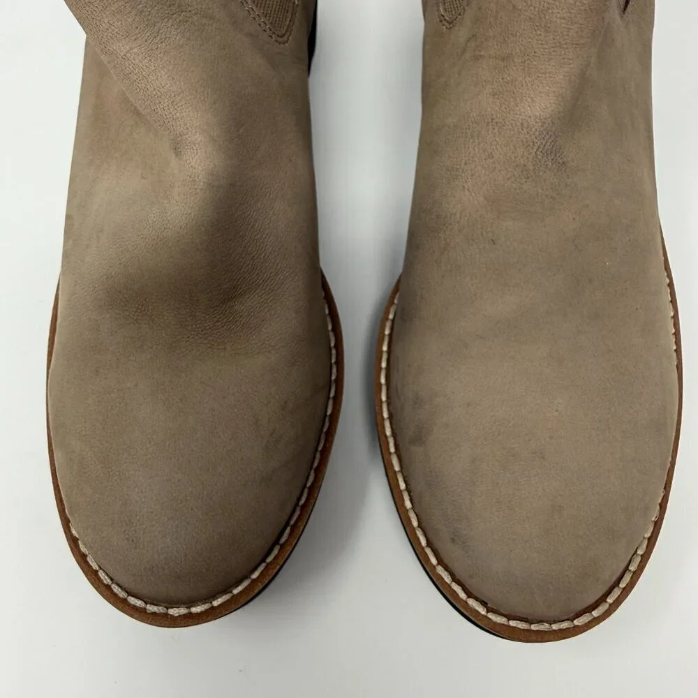 Eileen Fisher Lilou Suede Ankle Boot Women's 7 Tan Wedge Bootie Minimalist NWT